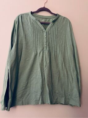 L.L. Bean Plus Size 3X Olive Green Cotton Tunic Tee